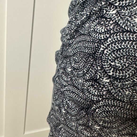 maje Blue & White Ruched Stretch Knit Dress - Size 3 (US M/L) - Paisley Swirl - Picture 6 of 11